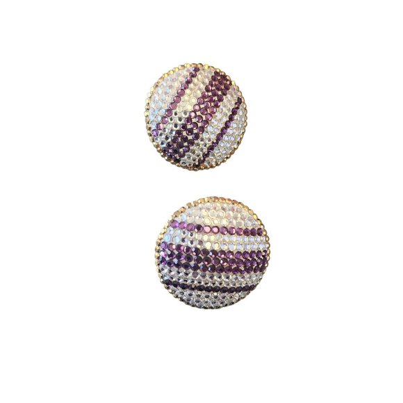 Vintage 80s Blingy Rhinestone Clip Earrings (A3004) - Picture 1 of 3